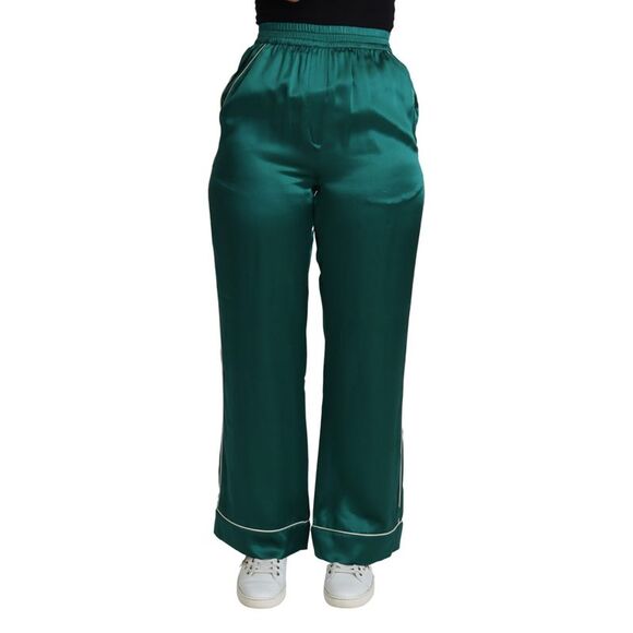 Dolce & Gabbana Dolce Gabbana Silk Satin Trousers Emerald Green Women Green - Picture 1 of 3